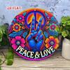 Arte de Pared Metálico con Símbolo de Paz Retro Vintage Decoración Floral