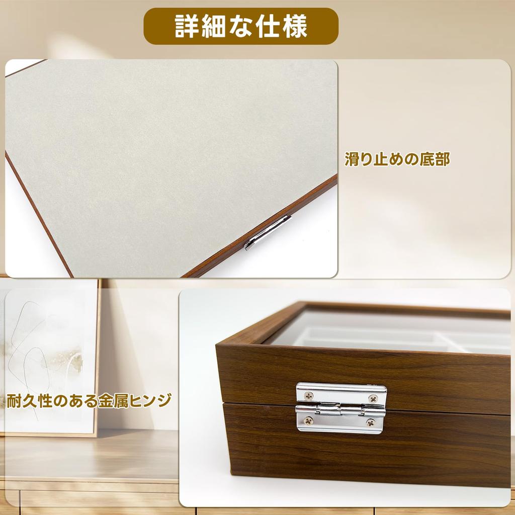 Mocamoro Sunglasses Case for 8 Eyeglasses and Accessories Storage Box with Clear Acrylic Lid and PU Eyeglass Management and Collection Case Pairs,