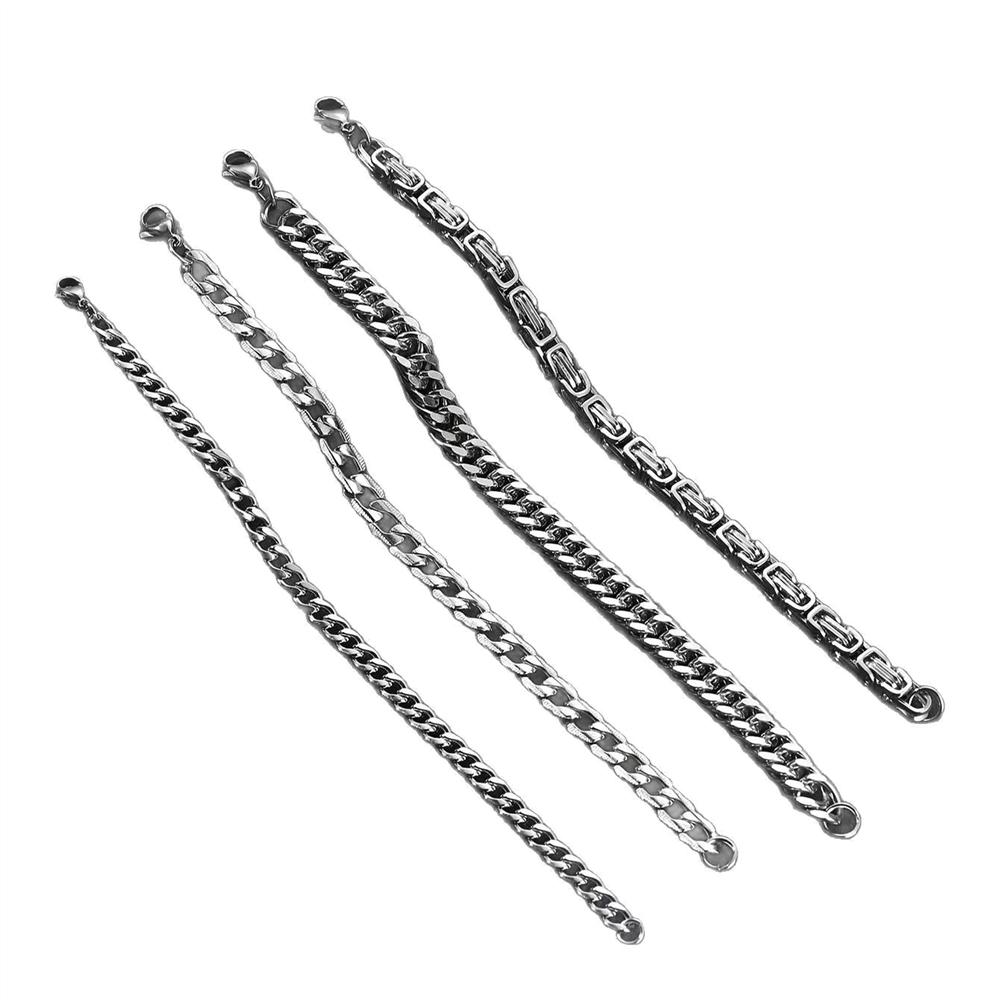 European American Hot Selling Stainless Steel Chain Link Bracelet Four-piece Set Simple Black Zinc Plated Light Luxury High-end