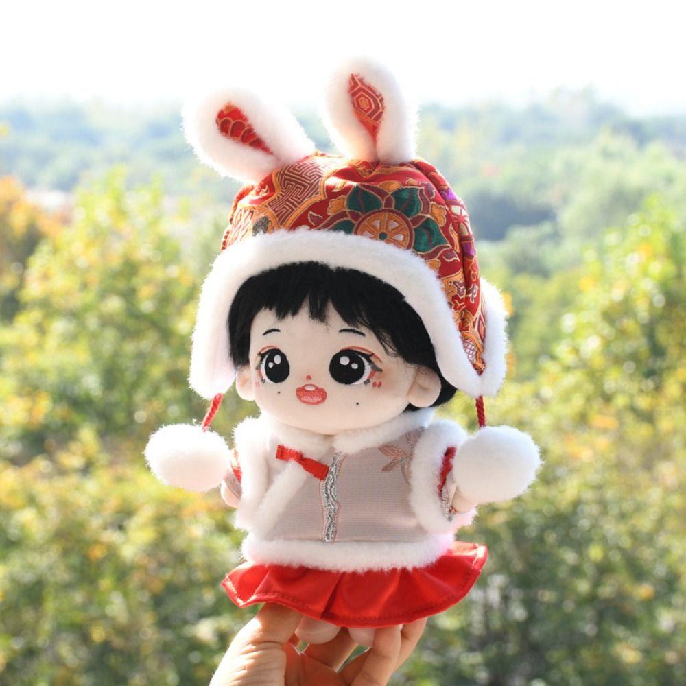 20CM Doll New Year's Clothing Red&white Mini Clothes New Doll Plush Cloak 20cm Cotton Doll