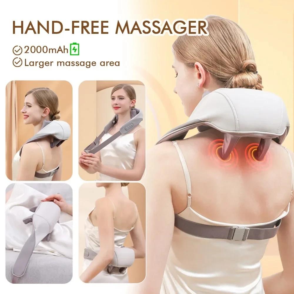 Kneading Massage Instrument Neck and Shoulder Massager Shiatsu Spine Muscle Relax Orthopedic Heating Cervical Shoulder Massager