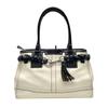 Used COACH Handbag Hamptons Hamptons Braided Leather CarryallHandbag white/black leather Women