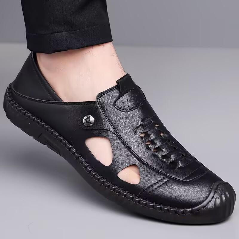 2026 Newly Men's Summer Loafers Shoes Genuine Leather Soft Man Casual Slip-on Cutout Shoes Cowhide Summer Loafers