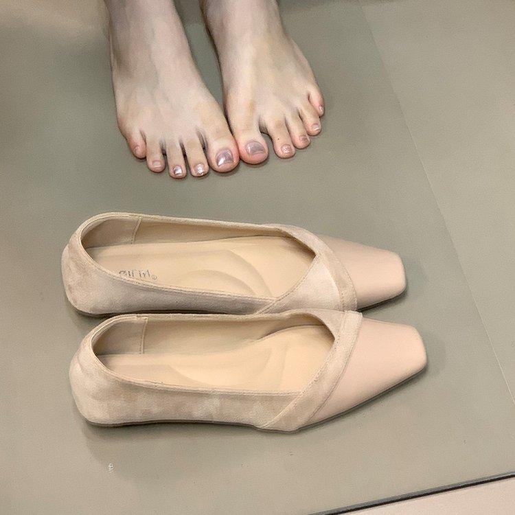 Soft leather version~ French Xiaoxiangfeng single shoes women's 2025 autumn new suede splicing evening shoes commuting gentle shoes