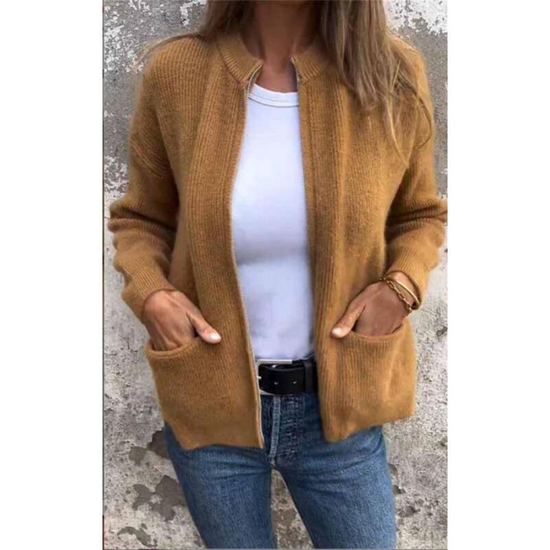Women S Long Sleeve Solid Color Loose Fit Open Front Cardigan Coat