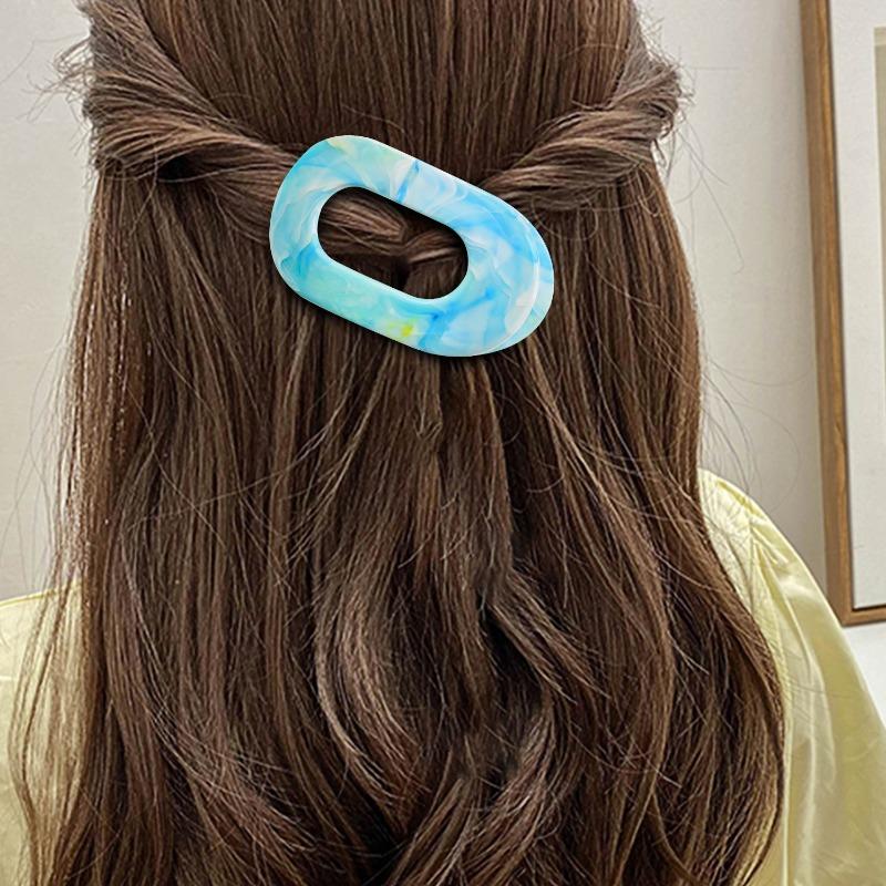 Arc-shaped Oval Grab Clip Marble Gradient Color Ponytail Bun Shark Clip High-end Hair Accessory Hair Clip