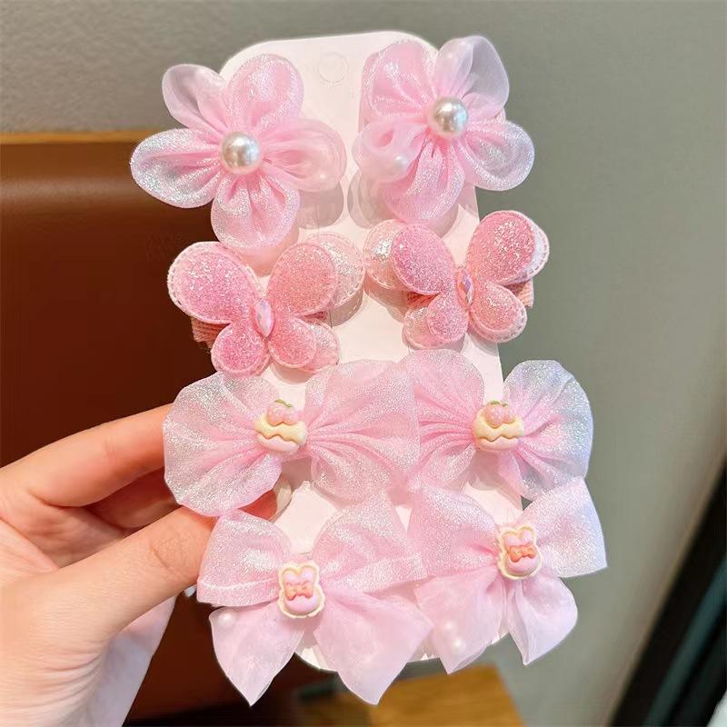 Summer candy - colored flower hair clips for girls, fairy tulle bang clips with bows,cute princess hair accessories,chic&lovely.