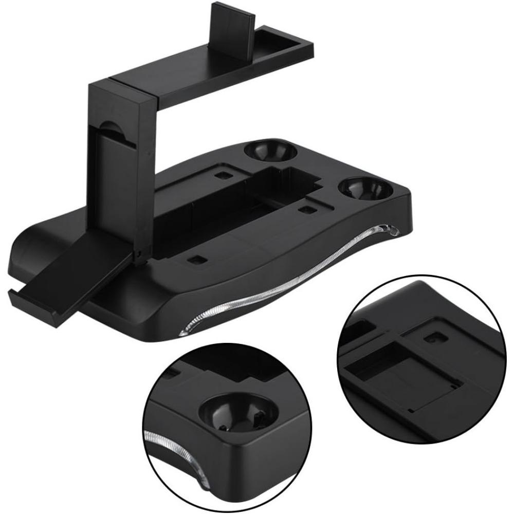 Stojan nabíjecí stanice pro PS4 VR, Dokovací stojan, Nabíjecí stojan, Držák, Multifunkční USB dokovací stanice, Modré světlo, 2 nabíjení pro PS4 VR ovladač
