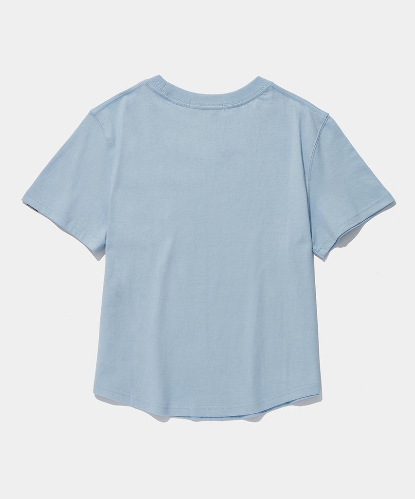 COLUMBIA UNIVERSITY Uni Women Curved Slim-Fit S/S T-Shirts_Light Blue