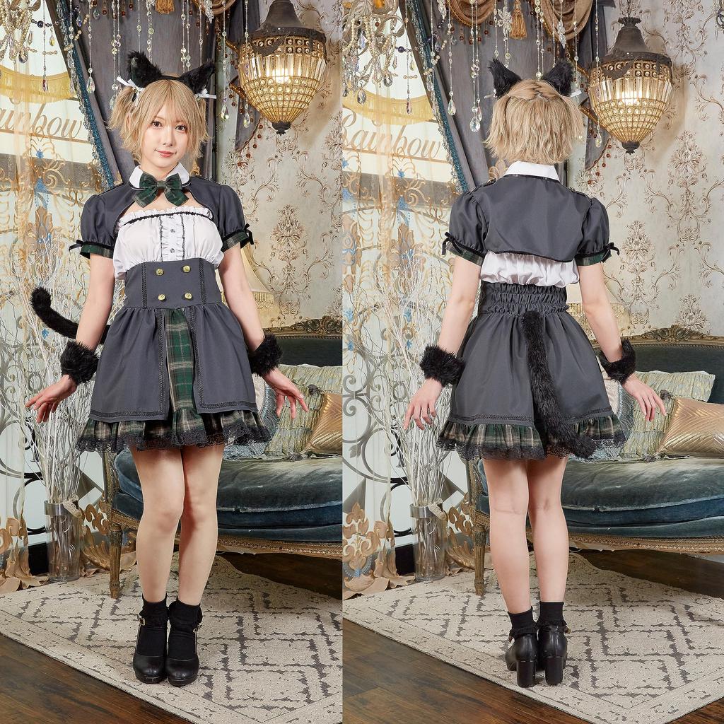Clearstone My Favourite Kokoro Shinozaki Supervised Cosplay Halloween Cat-Lover School Maid Women's Gray