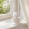 yangyizhi 3D Printed Cute Cat Teacup Figurine, Mini Animal Statue Healing Decor Ornament, Smooth White Desktop Sculpture with Integrated Stable Base,
