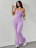 AD042 New Sexy Casual Sport Yoga Backless Solid Color Jumpsuit
