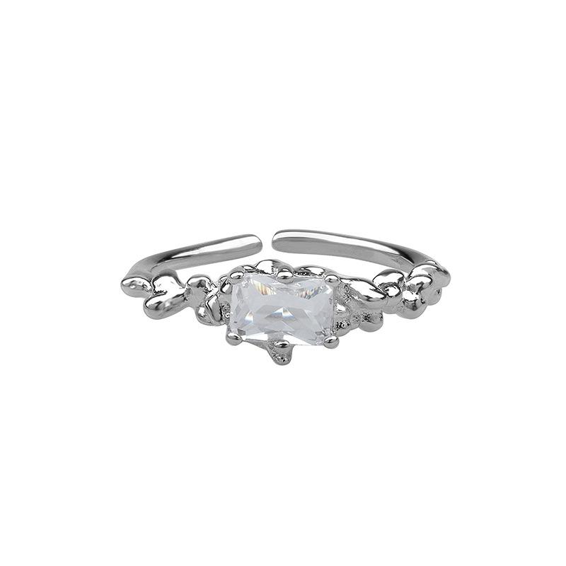 Light Luxury Women'S Niche Design Sense, High Sense, Exquisite Cold Wind, Diamond-Encrusted Zir*****Pen Ring Set, French Style