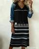 New European and American women's clothing denim long-sleeved splicing hooded drawstring dress contrasting color long dress women