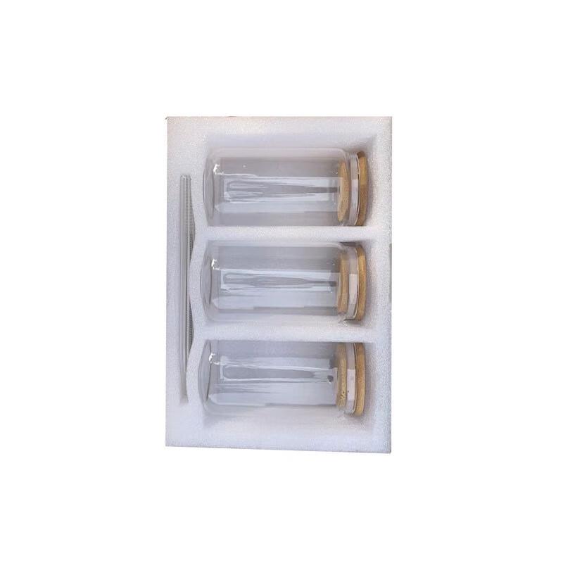 Набор стеклянных стаканов с трубочкой Shangqi 450 мл (3-Pack)