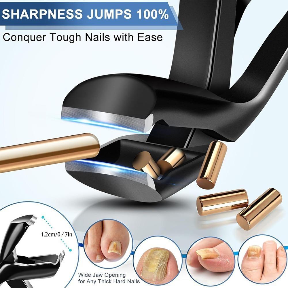 Stainless steel elbow rubber and plastic nail clippers large opening secondary cutting anti-splash nail clipper set