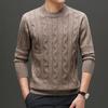Men's Thick Cable Knit 100% Wool Sweater - Warm and Casual Autumn/Winter Base Layer Knitwear