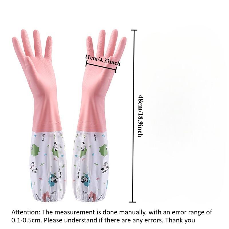 Thicken Women's Dishwashing Long Sleeves PVC Gloves,Waterproof,latex Free,Reusable, Kitchen Cleaning, Working Safety Gloves