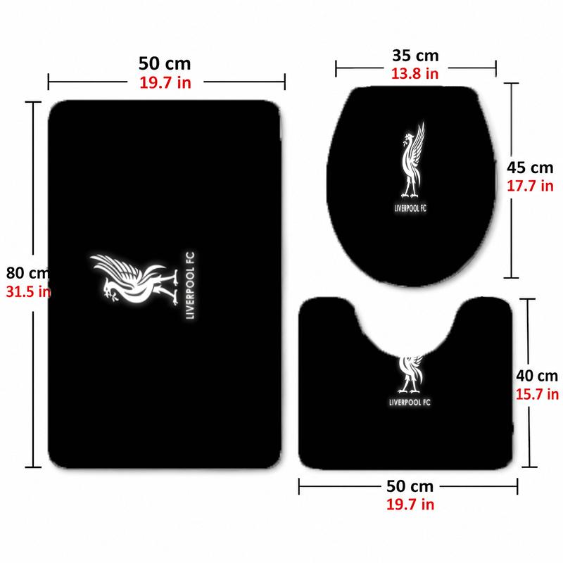 Liverpool (44)Set de Toaletă din Flanelă 3 Piese Covoraș Moale pentru Baie Capac Antiderapant pentru Vasul de Toaletă Decor Casă Baie