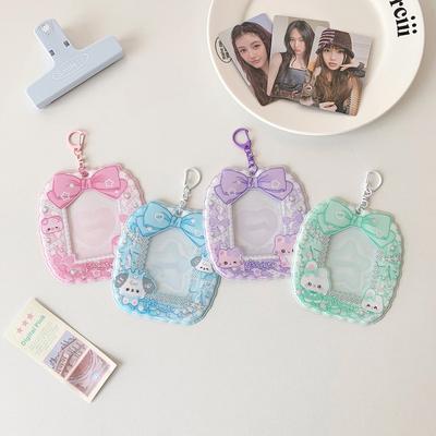 Kawaii PVC Photo Frame for 3 Inch Kpop Idol Card Colorful Bow Knot Photocard Holder Anime Character Card Sleeves Wholesales