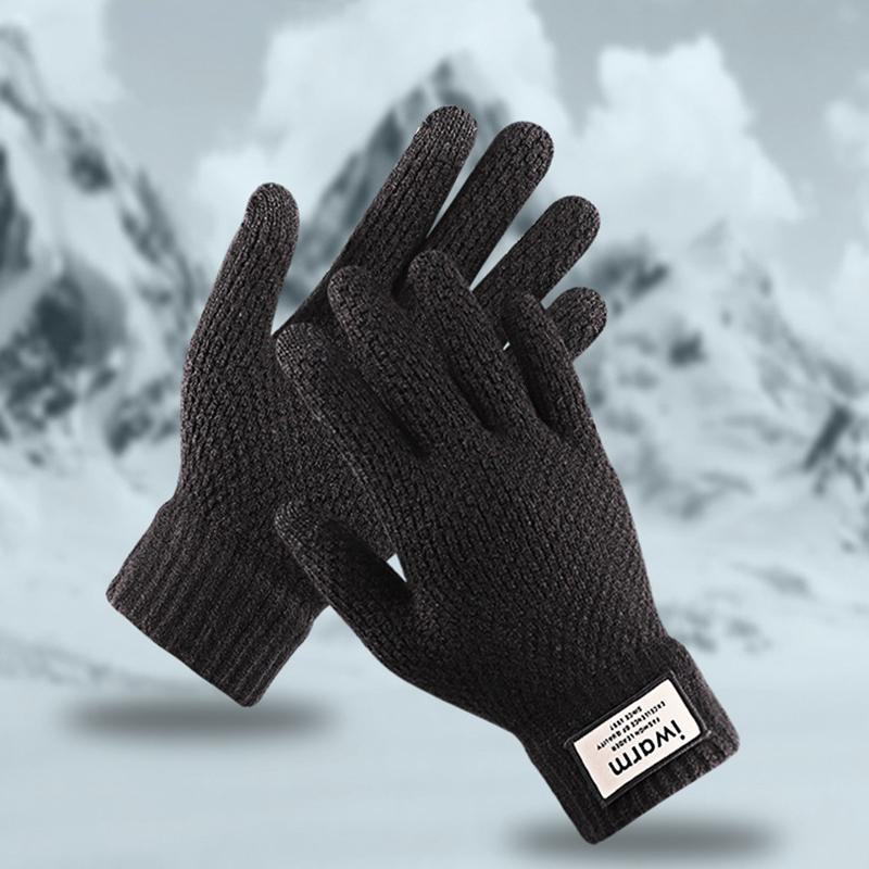 Men'S And Women'S Knitted Touch Screen Gloves Winter Outdoor Cold Protection Warm Plush Jacquard Gloves