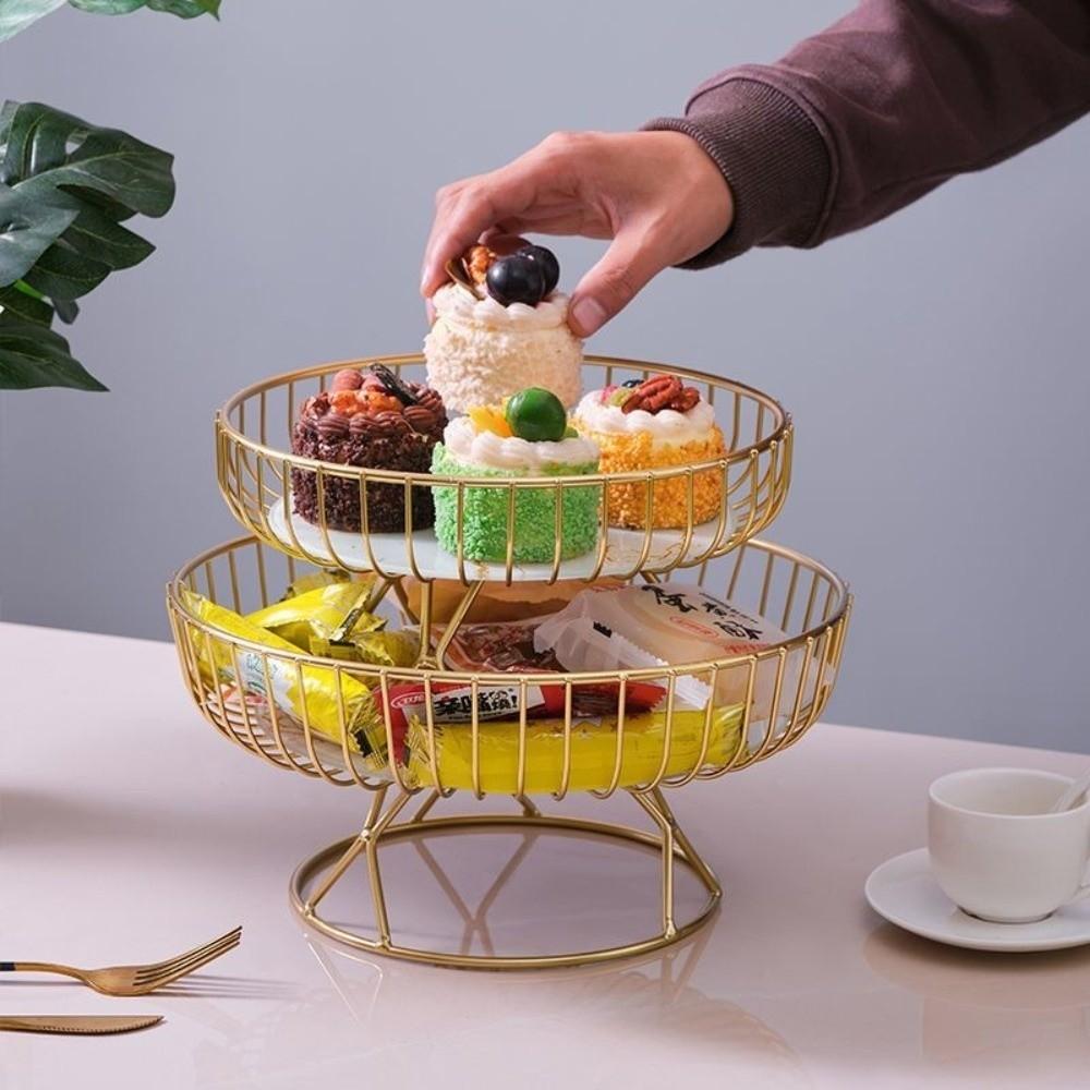 New European Luxury Fruit Cake Tray Creative Design Large Round Fruit Basket Snack Display Dessert Stand Home Decor