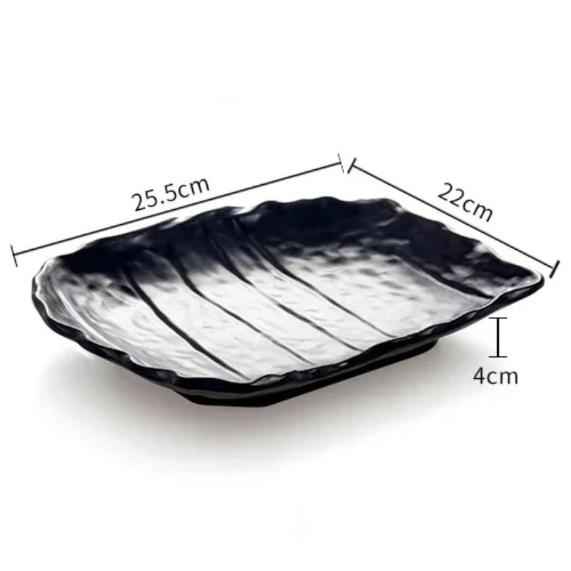 Western Steak Salad Dessert Plate Personality Creative Resistance To Fall Snack Food Grade Plastic Black Frosted Tableware
