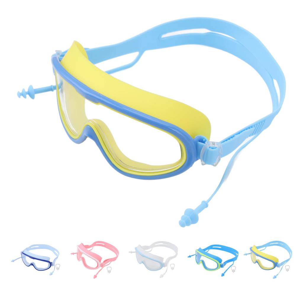 Kids Swimming Goggles Large Frame Waterproof Non Fog HD Swim Supplies with Nose Clip