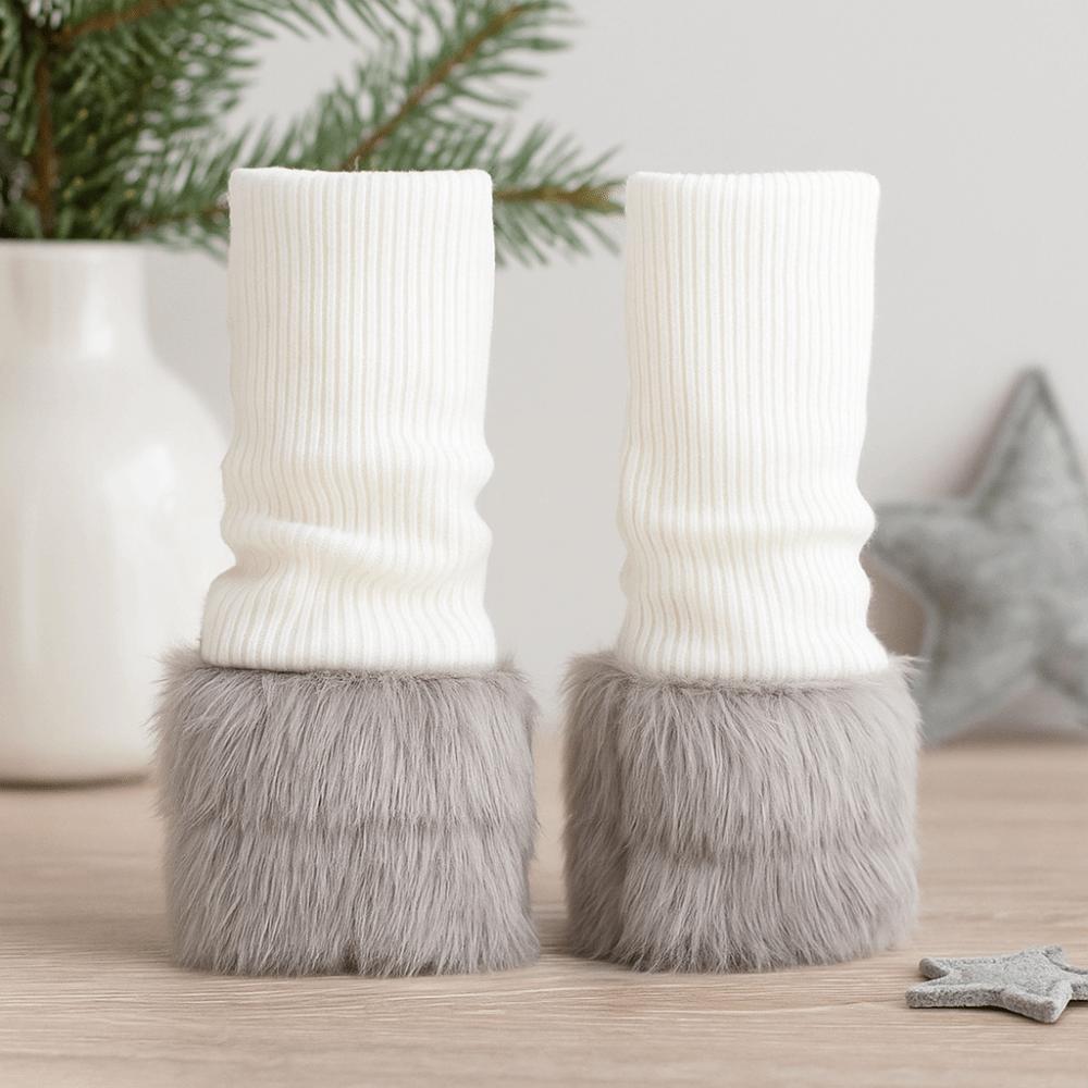 Knitted Furry Leg Warmers Foot Cover Long Stockings Vintage Plush Leg Coverings  Spicy Girls