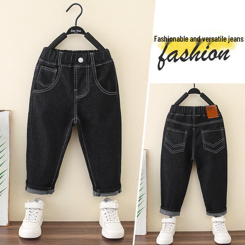 

Универсальные модные брюки для детей 2025: Повседневные осенние джинсы для мальчиков 140 cm чёрный