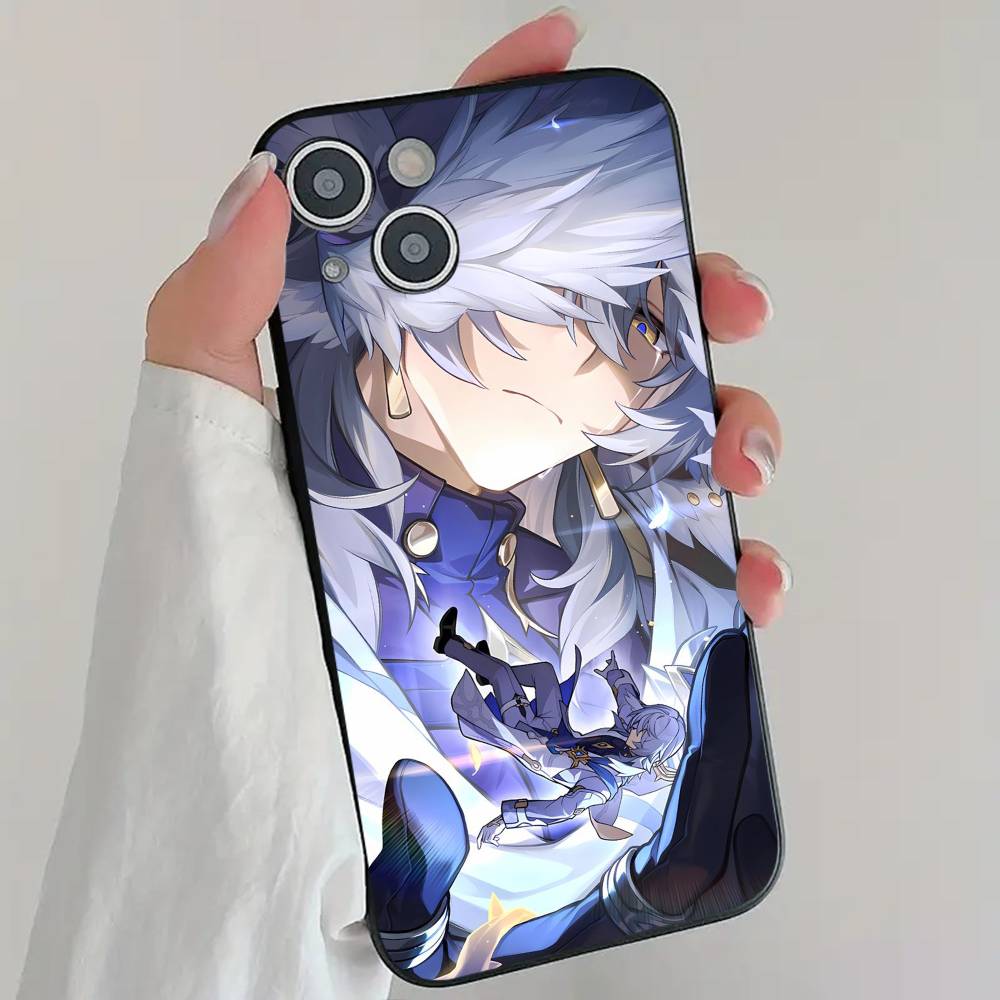 Handsome S-Sunday Anime Game H-Honkai Star R-Rail Phone Case Cool Black Silicone Soft For IPhone 16 15 14 13 12 11 X XR Plus Pro