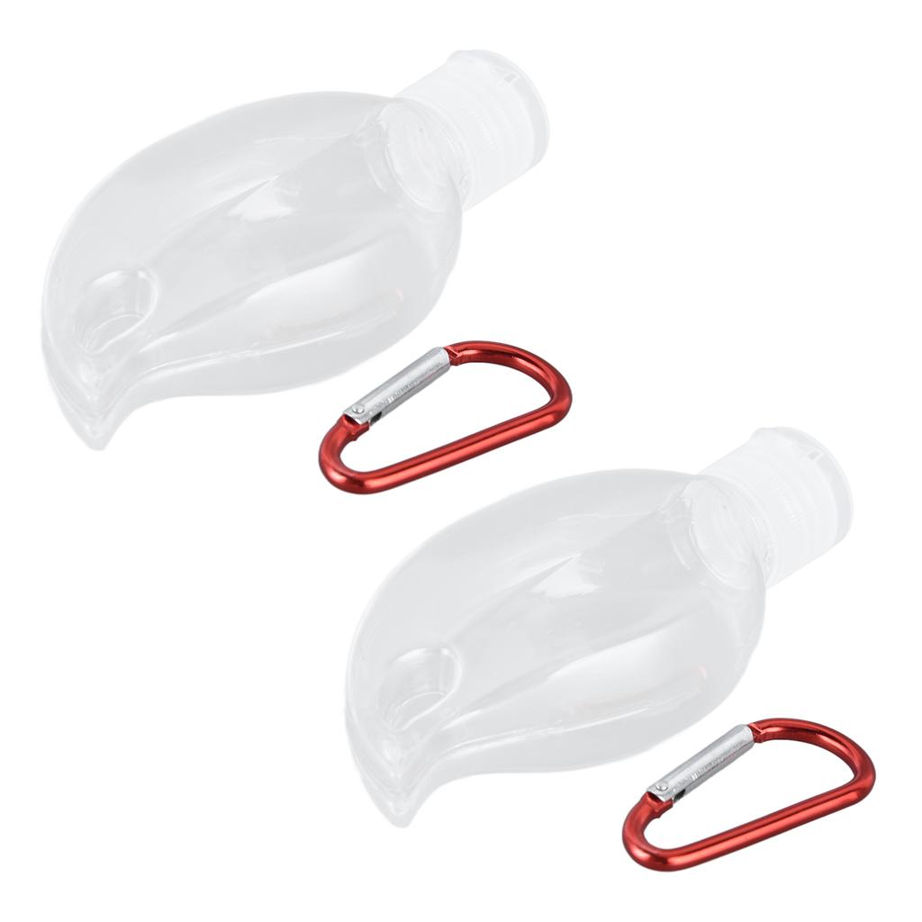 2er Set 50ml Reiseflasche mit Schlüsselanhänger Klappdeckel Plastikflasche für Flüssigkeiten Nachfüllbar Auslaufsicher