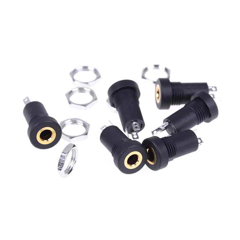 2Pcs 3.5Mm Audio Jack Socket 3 Pole Black Stereo Solder Panel Mount With Nuts