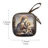 Square Cartoon Rosary Pouch with Feather Zipper, 7x7cm, 3.3cm Thick - Original Cross-Border Design