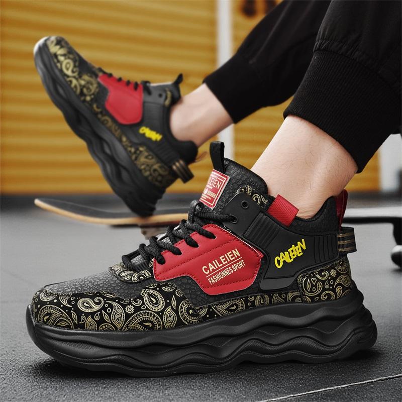 New Men's Shoes Autumn Breathable High-top Sports Shoes for Teenagers Versatile Thick-soled Shoes Walking Work Sneakers for Man