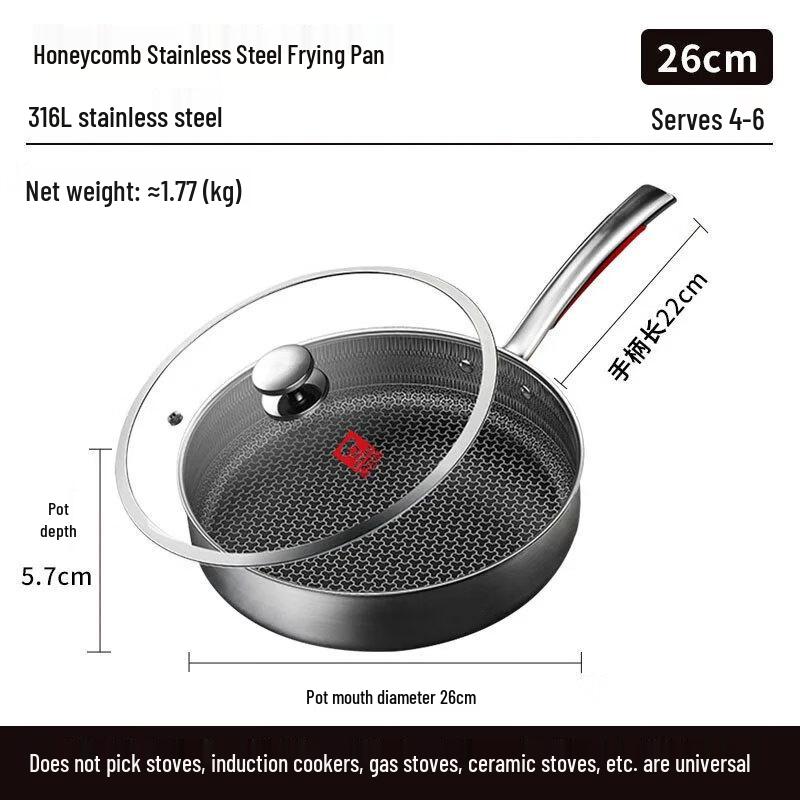 Kangbachen 316L Stainless Steel Non-stick Frying Pan
