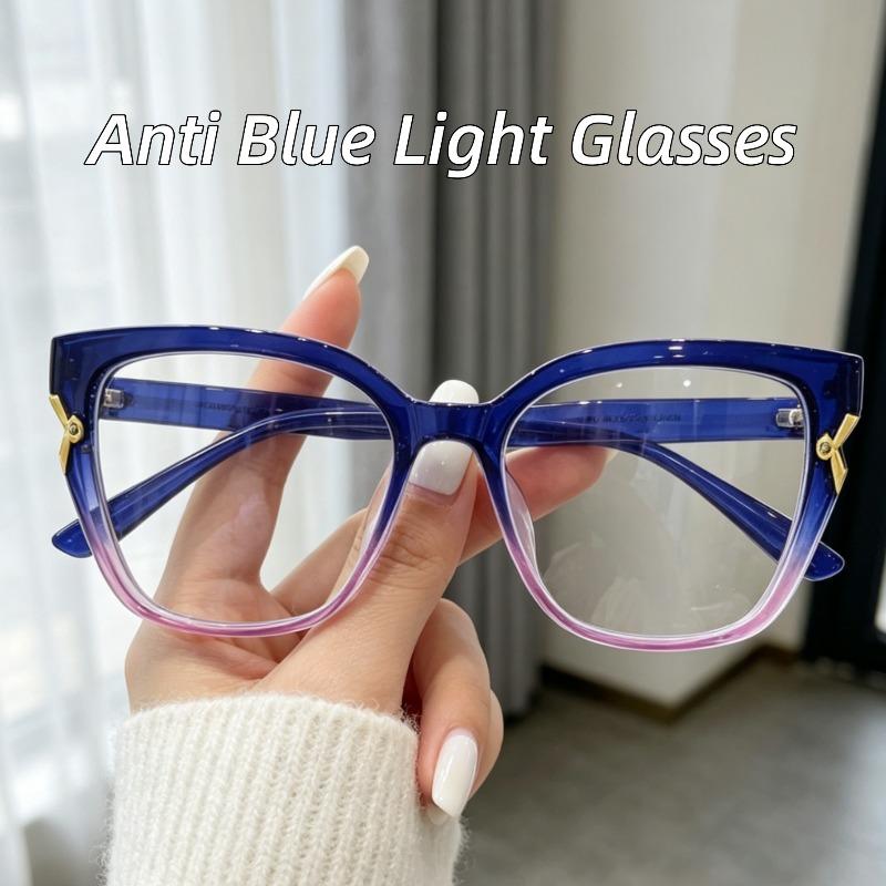 New Fashion Outdoor HD Ultra Light Anti Blue Light Eyeglasses Women's Trendy Plain Glasses Retro Daily Street Decorative Eyewear