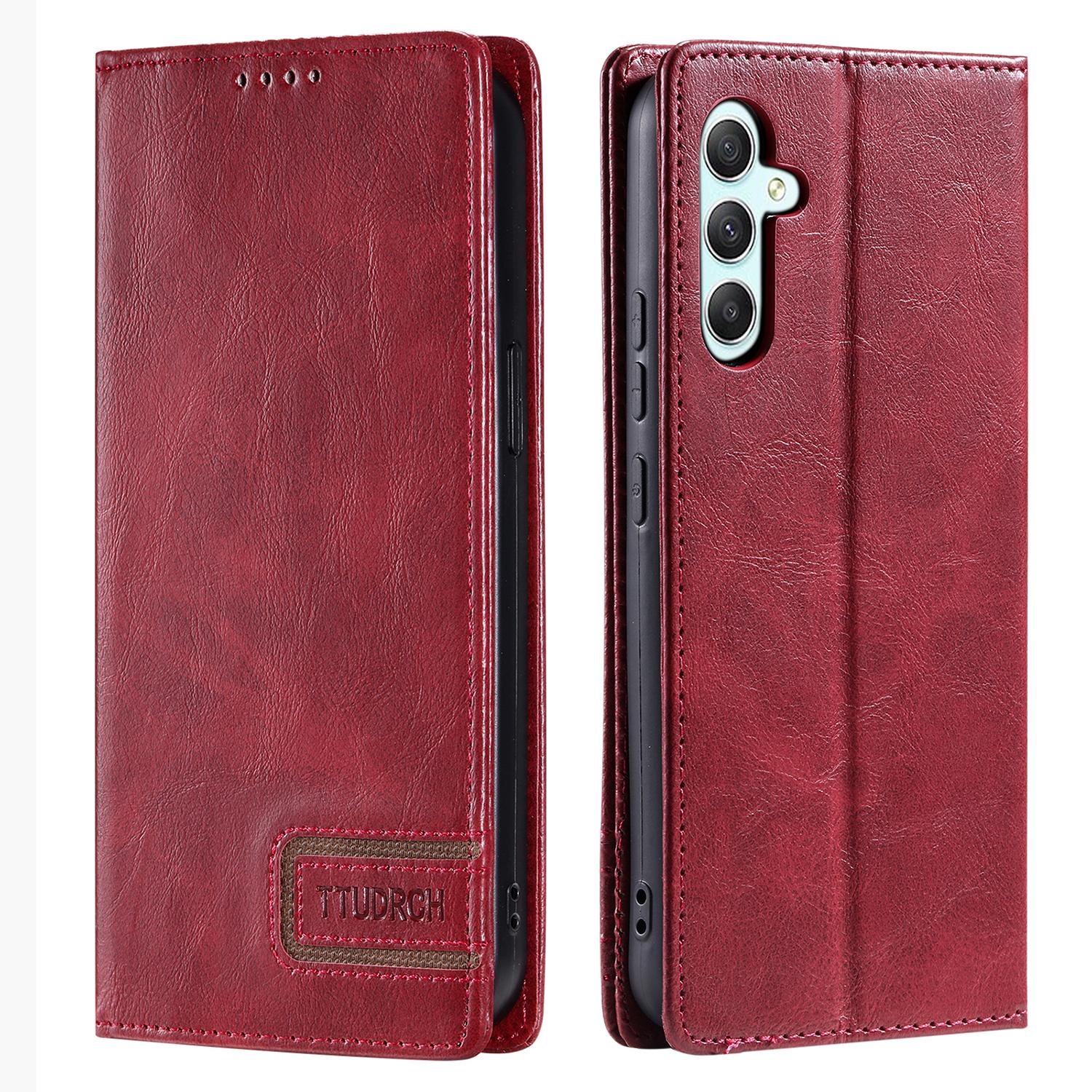 

TTUDRCH Style 007 For Samsung Galaxy A16 5G/A16 4G Leather Case RFID Blocking Wallet Stand Phone Cover Red