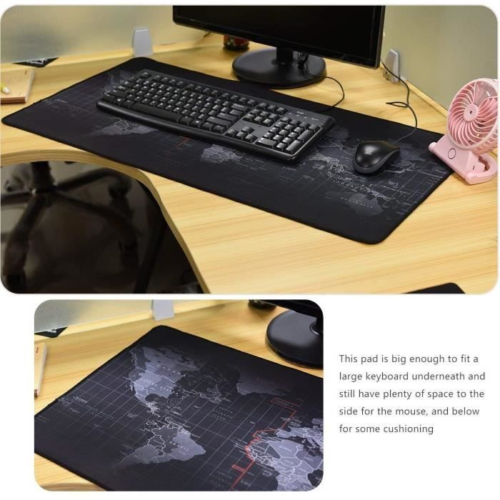 Tapis de souris hydrofuge Gaming Carte du monde (1000 mm X500 mm X 2 mm)