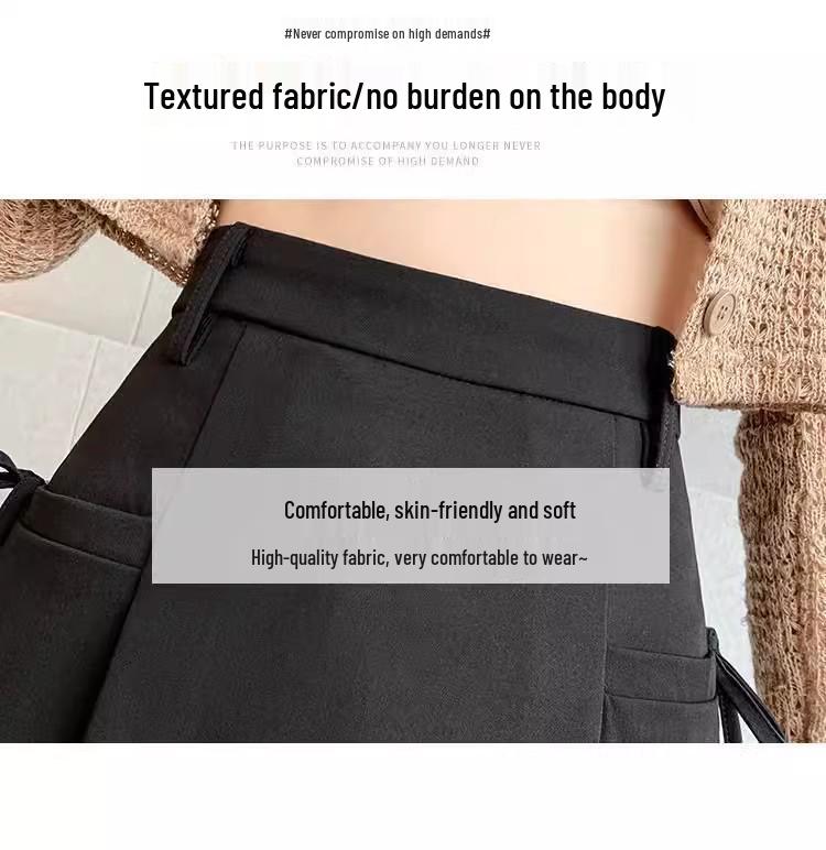 Women's High-Waist Pleated A-Line Skirt - Gray, Irregular Design, Anti-Exposure, Slim Fit