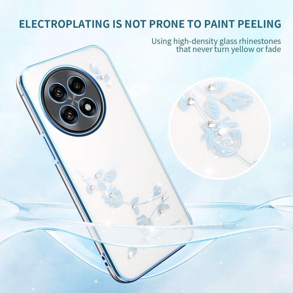 KADEM For OnePlus 13R 5G/Ace 5 5G/Ace 5 Pro 5G Case Flower Rhinestone Decor Electroplating TPU Phone Cover