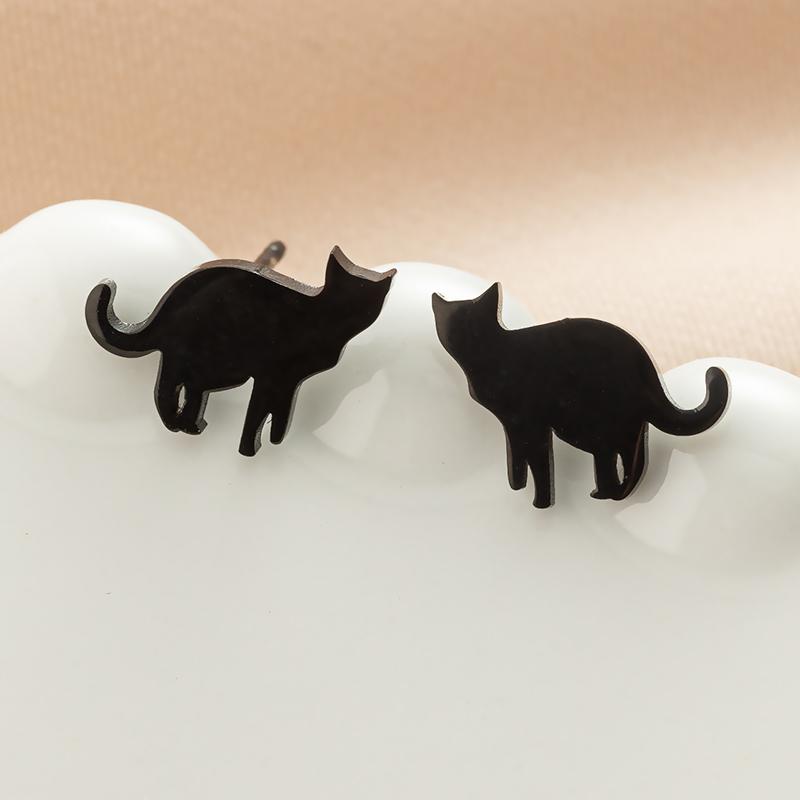 Cute Cat Stainless Steel Stud Earrings for Women Persian Cat Ear Jewelry Girls Student Birthday Earring Gifts Accessories