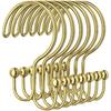 Shower Curtain Hooks, OEH Shower Curtain Rings, Gold Shower Curtain Hooks Rust Proof, Decorative Double Shower Hooks for Shower Curtain, Anti-Drop