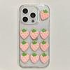 Three-Dimensional Strawberry Transparent Mobile Phone Case For Iphone15Promax Glitter Apple 16 Pink Girl Heart 17