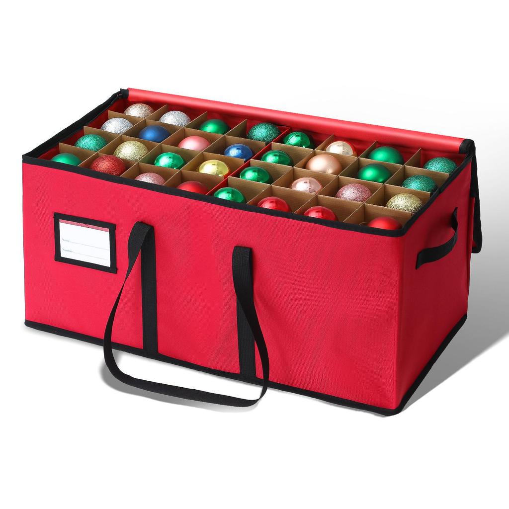 Foldable Oxford Cloth Christmas Ornament Storage Box with 128 Compartments