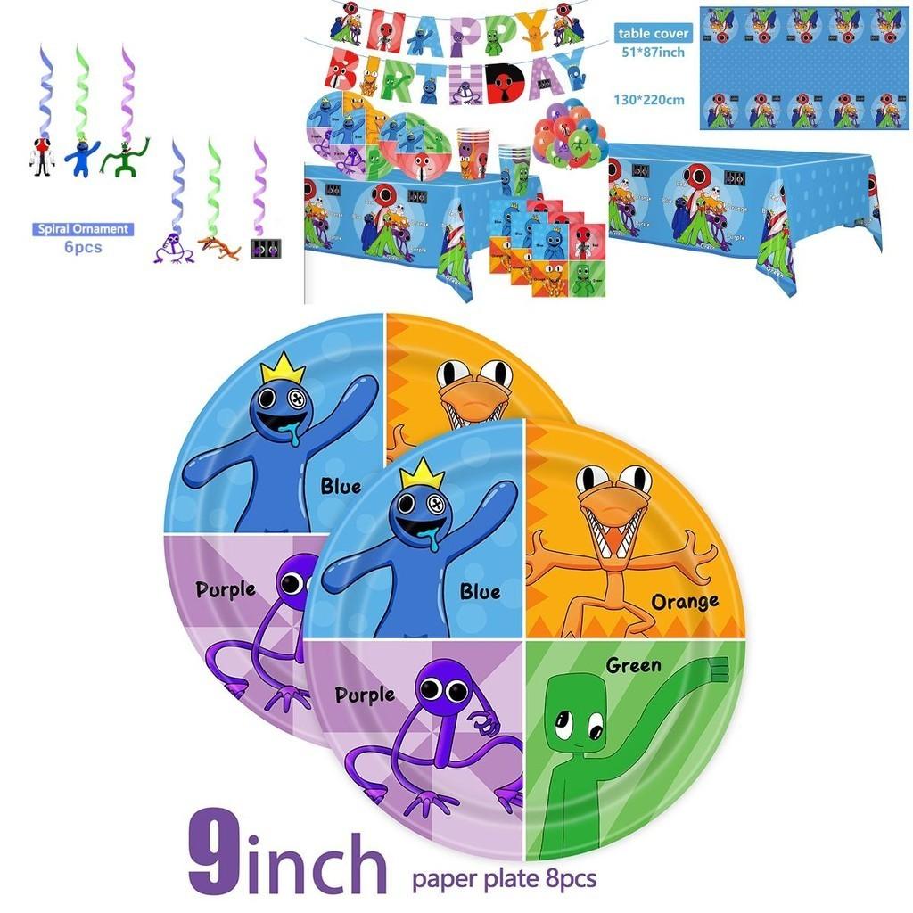 Roblox Rainbow Friends Geburtstagsfeier Zubehör Komplettes Set mit Luftballons, Kuchenaufsatz, Banner und mehr!