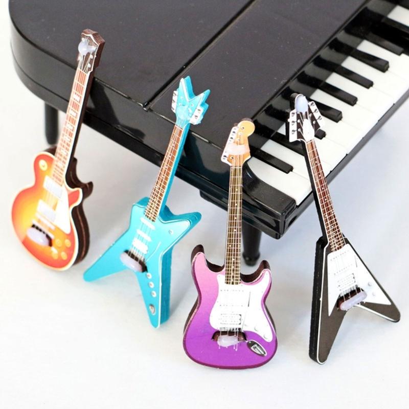 1:12 Dollhouse Miniature Instrument Guitar Model Decorative Ornament Crafts Household for Children Girls Boys Wedding