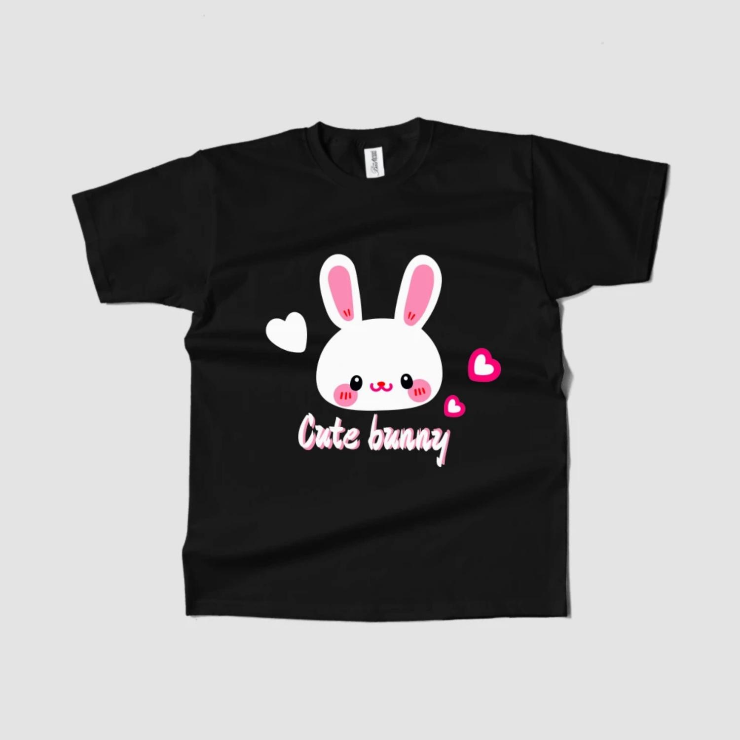 

Women s T-Shirt Cute Bunny Graphic Short Sleeve Round Neck Trendy Summer 2023 Fast Shipping S чёрный