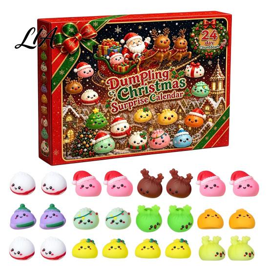Mini Soft Toys for Party Favors 2026 Christmas Dumplings Advent Calendar with 24 Bun Squeeze Educational Fidget Tools Concentration Toys, Festive