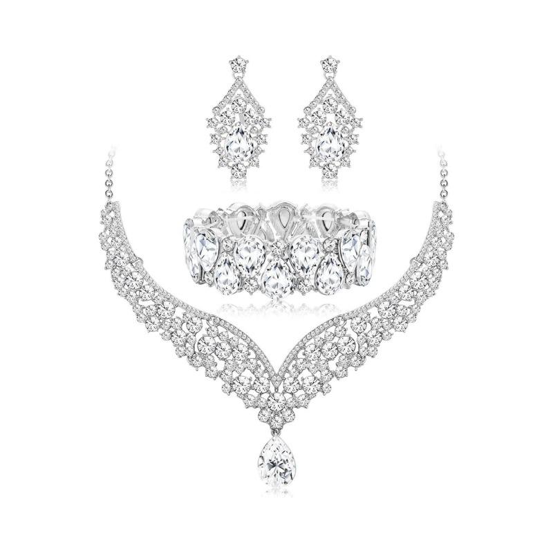 Ladies Wedding Banquet Dress Necklace Earrings Bracelet Jewelry Fashion Jewelry Set